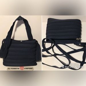 Vintage Womens Navy Blue FULL ZIPPER Shoulder Bag Tote Purse Kors Coach Fashion